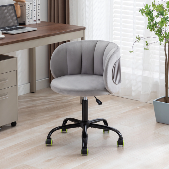 Velvet Leisure Office Chair with pulley Suitable for Study and Office - 22.8"L x 22"W x 28.3"H