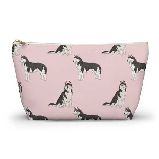 Siberian Husky Pouch, Pencil Case, Dog Custom Teacher Bridesmaid Cosmetic Bag, Mom Zipper Makeup Accessory Pouch