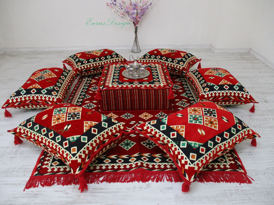Arabic Majilis, Flooor Seating, Floor Couch, Oriental Floor Seating, Ottoman Couch Ethnic Sofa, Bohemian Furniture, Turkish Rug