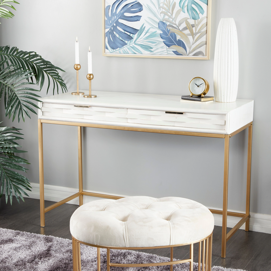 White Iron Contemporary Console Table