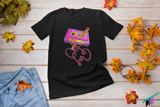 80S Cassette Tape Pencil Shirt, 1980S Throwback Music Retro Pink Design, Tee