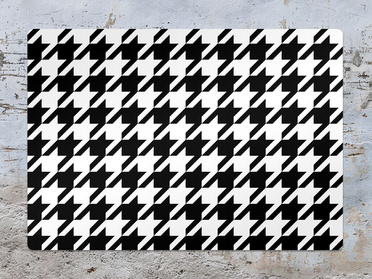 Hounds Tooth Chair Mat, Black Protective White Splat Check Vinyl Floor Office Decor, Area Rug, Gift Idea, Splash Mat