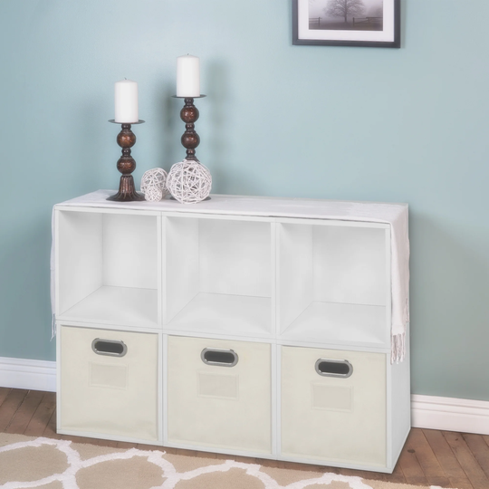 Noble Connect Storage Set - 6 Cubes and 3 Bins- White /Natural