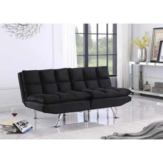 Black Suede Foldable Futon Sofa Bed-41.90*35.50*18.50 inches