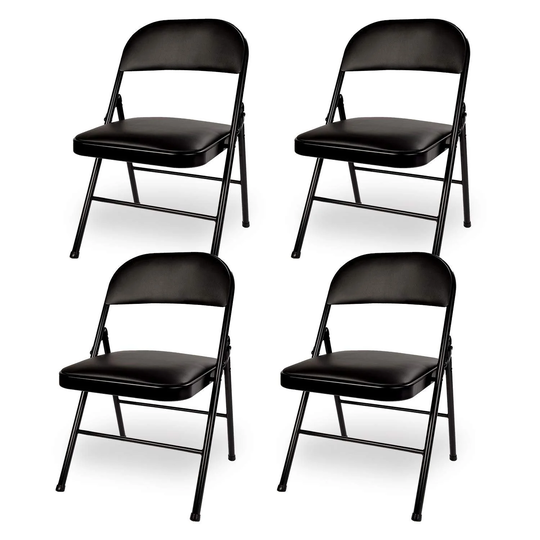 Metal Folding Chair with Padded Seat & Double Hinged Back(Set of 4 )