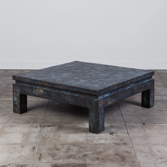 Square Coffee Table With Copper Patchwork Finish By Maitland-Smith
