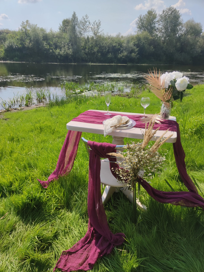 Burgundy Gauze Chair Runner, Chair Sashes For Wedding Table Rustic Decor