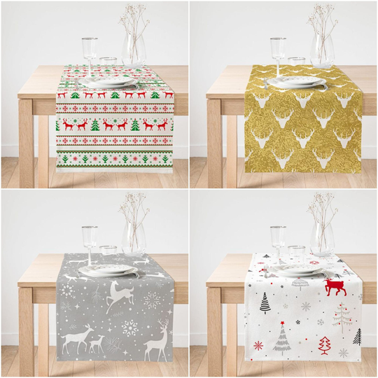 Christmas Table Runner|Winter Trend Top|Christmas Deer Home Decor|xmas Decor|Farmhouse Style Tablecloth|Christmas Kitchen Decor