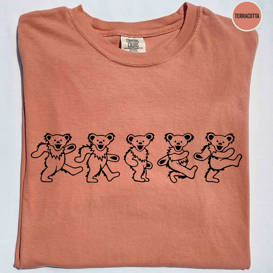 Comfort Colors Grateful Dead Skull Dancing Bears Shirt, Glowforge, Rock Shirt