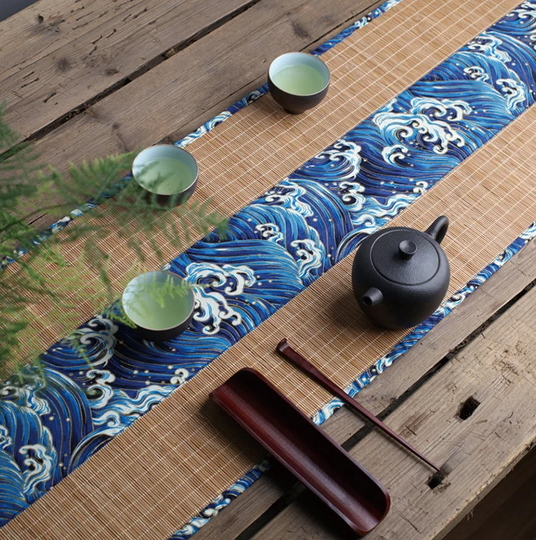 Oriental Style Bamboo Tea Table Runner, 100% Natural Mat, Kungfu Accessories, 3 Design Multiple Lengths