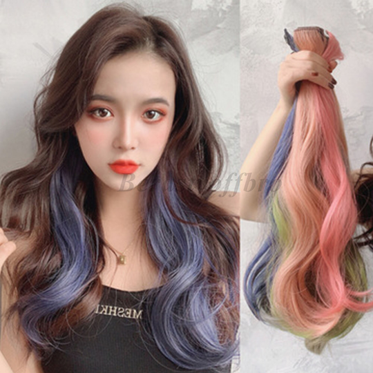 Color Hair Extension, Wig Piece, Women Long Clip in Hair, Curly Wefts, Fashionable Extension