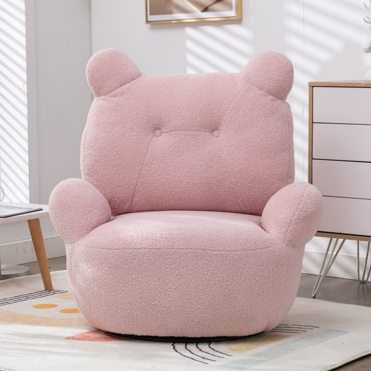 Teddy Short Plush Particle Velvet Swivel Barrel Chair