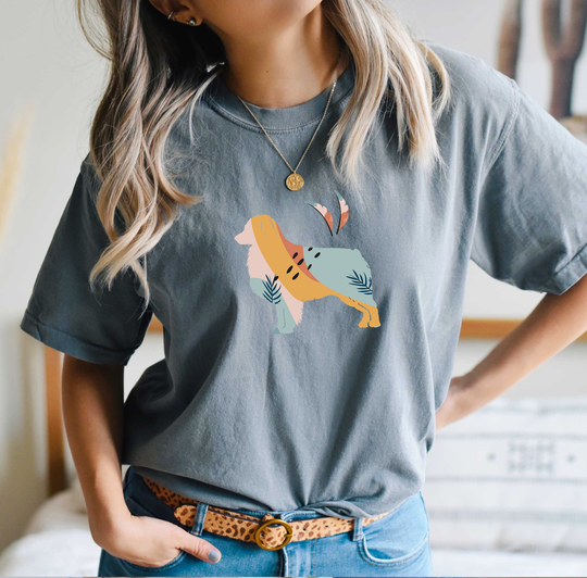 Comfort Colors Boho Shirt, Australian Shephard Top, Sheperd T-Shirt, Comfy Oversized Dog Lover, Gift