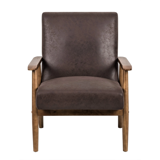 Beachwood Classic Wood/ Leather-look Microfiber Padded Seat Chair