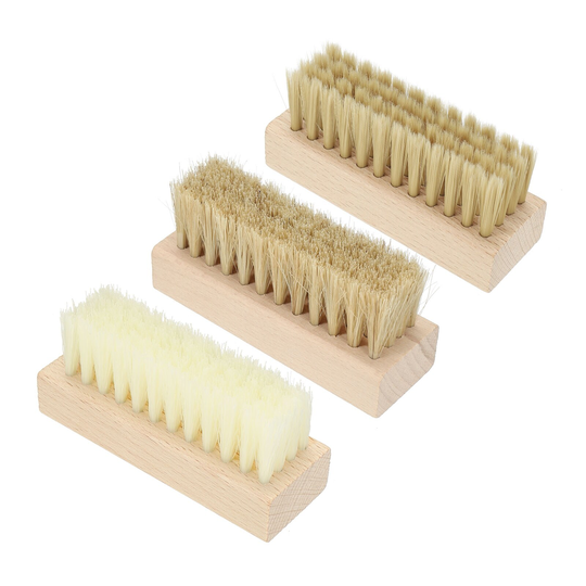 Horsehair Shoes Brush, 3Pack Square Handheld Polish Daubers for Leather Boots - Wooden Color