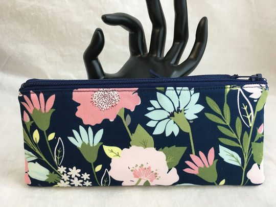 Floral Padded Slim Zipper Pencil Case, Glasses Crochet Hook Holder