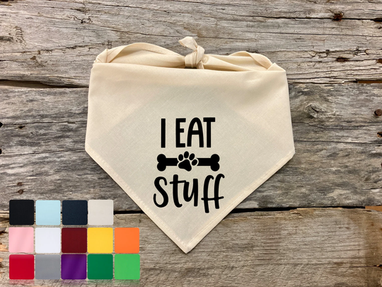 Dog Bandana, I Eat Stuff, Traditional Tie, Scarf, Pet Accessories Supplies, Bandana Gifts Boys Girls Dogs Cats
