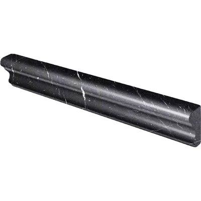 Nero Marquina 12" x 2" Polished Marble Chair Rail Tile Trim in Black/White