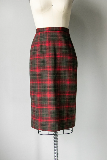 1970S Pencil Skirt Pendleton Wool Plaid S