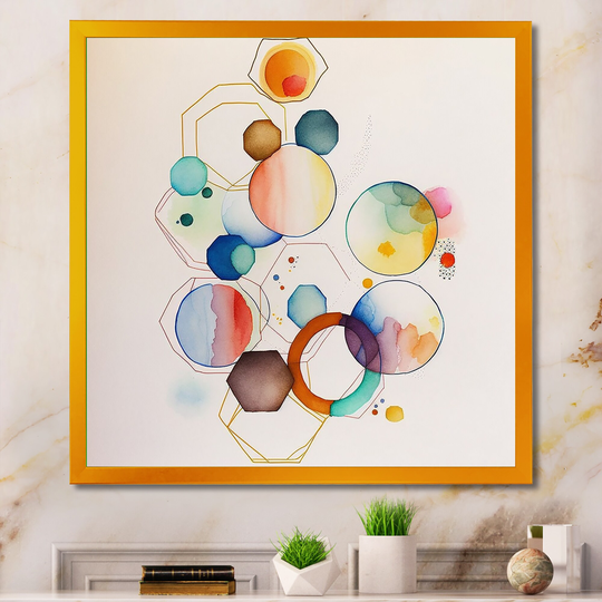 Designart 'Multi-Color Circular Abstract II' Modern Framed Art Print
