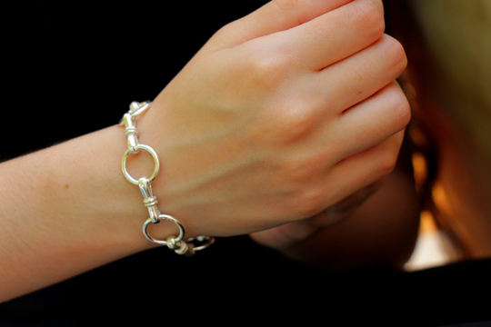 Silver Chain Link Bracelet, Women Heavy Thick Statement Handmade Jewelry, Special Chunky 2mm Boho Bracelet Gift For Her