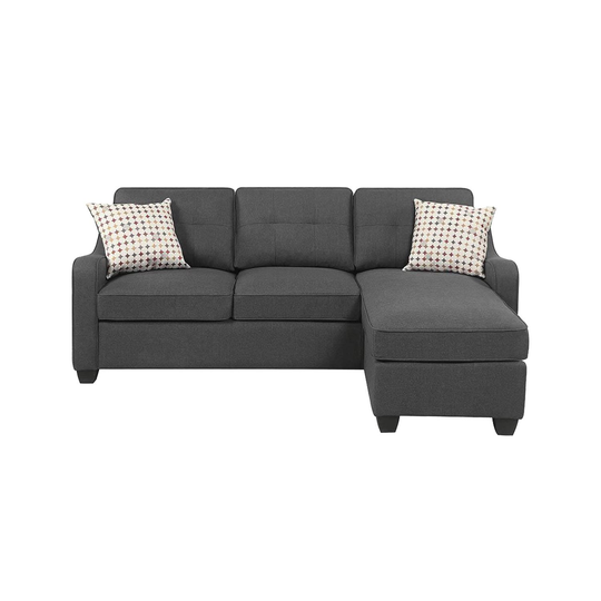 Upholstered Sectional Sofa with Tapered Legs in Dark Grey