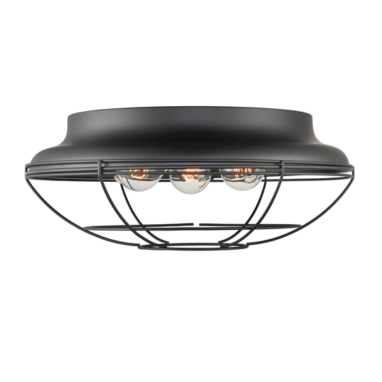 Millennium Lighting Matte Black 3 Light Outdoor Flush Mount Ceiling Fixture