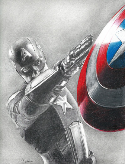 Captain America | Chris Evans From Avengers Drawing Print