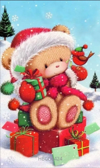 Us Seller. 40x30cm Christmas Cozy Teddy Bear Diamond Painting Kit. Round Drills, Full Drill. Fast S&h