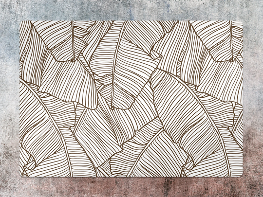 Aqua Leaves Chair Mat, Brown Vinyl Floor White Protective Botanical Splat Pvc Decorative Kids Room Decor
