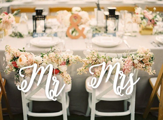 Mr & Mrs Chair Signs -Chair Sign Wedding-Mr Sign- - Wood Wedding Reception Signs- Set