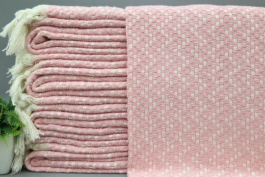 Sofa Throw Blanket-Turkish Blanket-Home Decor-Bed Decor-Sofa Decor-Turkish Throw-79''x87''-Powder Pink Throw(Mrt, Hsr, Pk