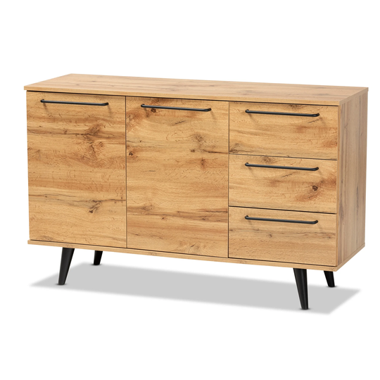Radley Transitional Oak Brown Finished Wood 3-Drawer Sideboard Buffet
