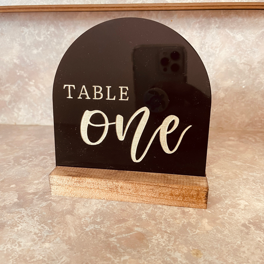 Acrylic Table Number Custom Hand Lettered Sign For Wedding, Baby Shower, Birthday Parties