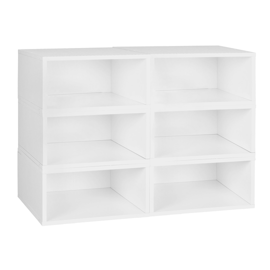 Noble Connect Storage Set- 6 Half Size Cubes- White Wood Grain