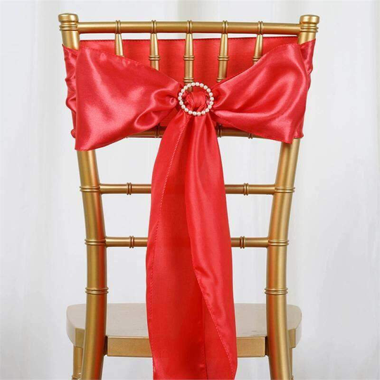 5 Pack - 6"x106" Coral Satin Chair Sashes