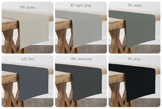 Solid Black & Gray Table Runners | USA Handmade Modern Contemporary Neutral Farmhouse 24, 36, 48, 54, 66, 72, 84, 96, 108 Inches