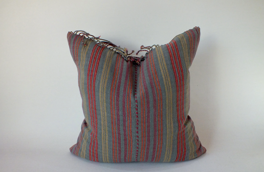 Gray Green Striped Sofa Couch Pillow Hand-Woven Textile Throw Decorative Cushion Case Accent Home Decor Chair Living-Room Pillowslip