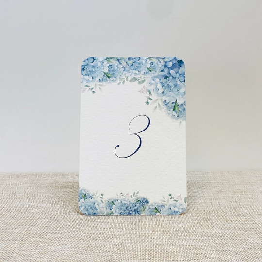 Blue Hydrangea Table Numbers, Modern Numbers Wedding 4 X 6