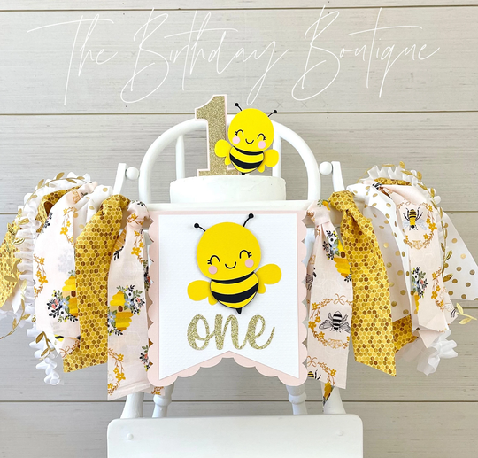 Bee High Chair Banner| Bumblebee First Birthday| My Day| Honeybee Fabric One Matching Cake Topper