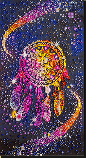 Diy Bead Embroidery Kit On Art Canvas "Dreamcatcher" Size 9.8"×18.1" | 25×46 cm, Gift | Abris