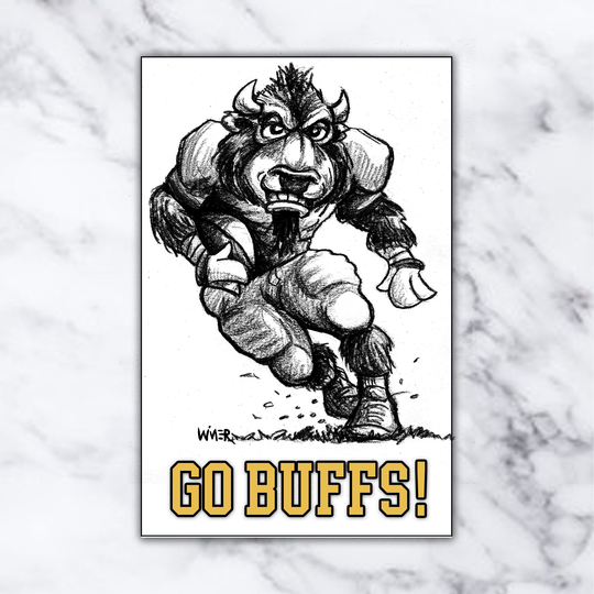 Go Buffs Buffalo Football Cu Mascot Large Print Or Poster, Prismacolor Artist Colored Pencil