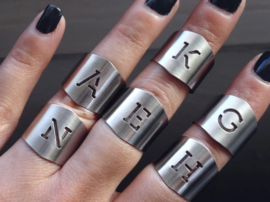 Personalized Ring/Custom Initial Monogrammed Monogram /Monogram Jewelry Gift For Her & Him