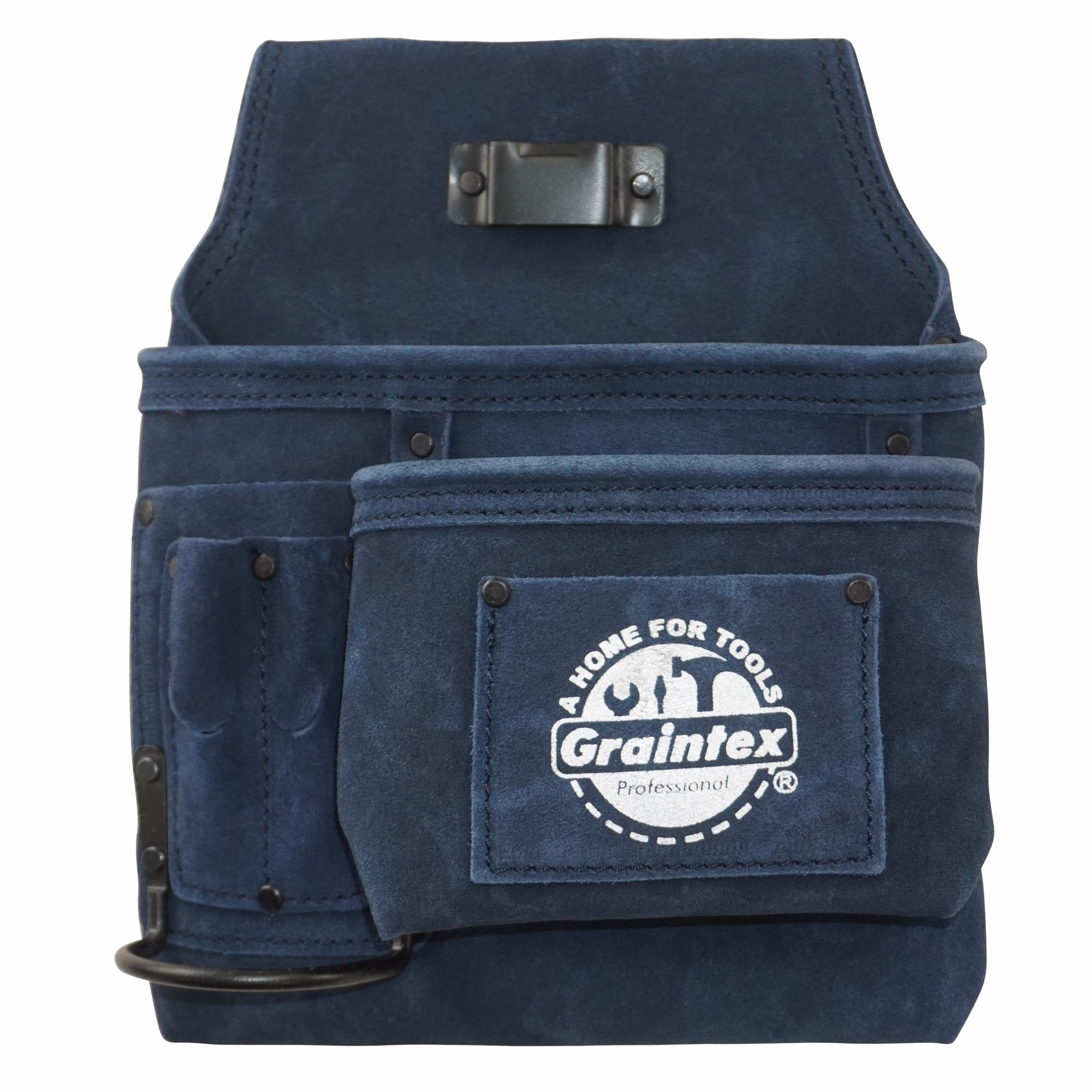 5-Pocket Navy Blue Suede Leather Nail & Tool Pouch