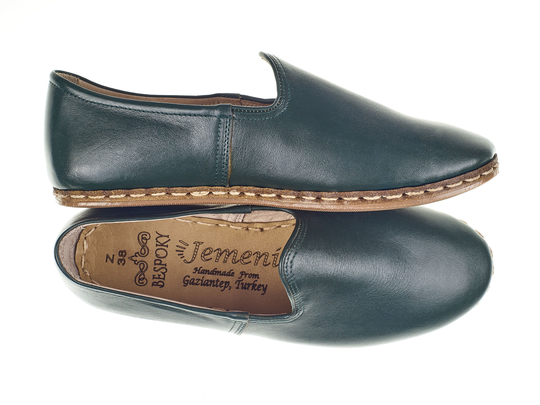 Men Dark Green Color Turkish Leather Sanah Slip On, Handmade Loafer, Flat Shoes, Gift For Men, Bespoky