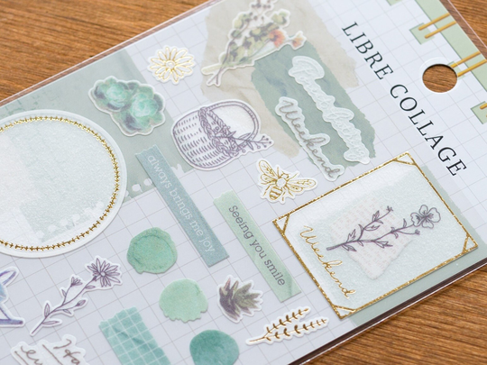 Mind Wave Sticker/Libre Collage -Green - Translucent Tracing Made in Japan