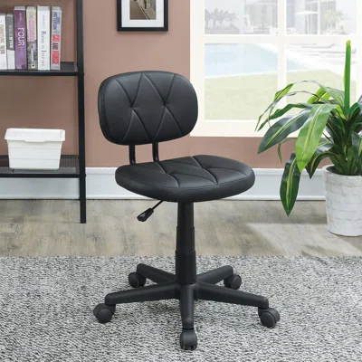 Low-Back Adjustable Office Chair With PU Leather, Black