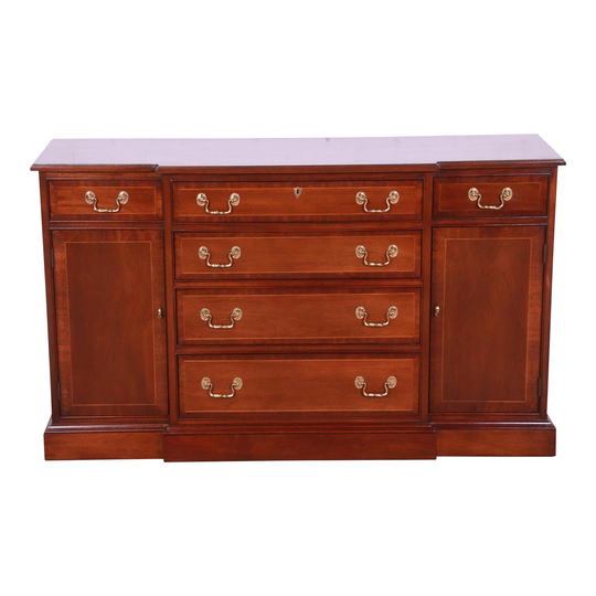 Councill Furniture Georgian Banded Mahogany Breakfront Sideboard