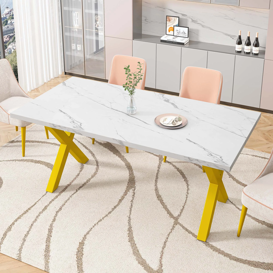 70.87"Modern Square Dining Table with X-Shape Table Leg