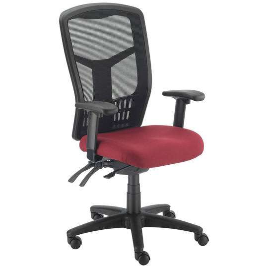 High Back Task Chair, Mesh Back, Fabric Seat, Red - 18.5"L x 20.5"W x 44"H